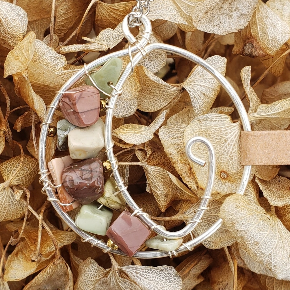 Handmade Crescent Moon Crystal Pendant
